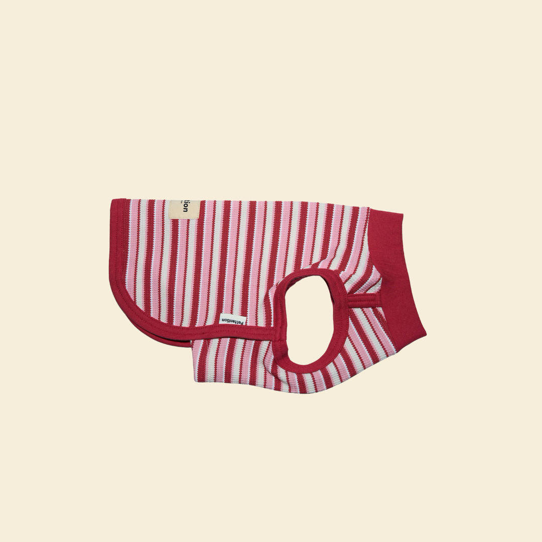 Cherry Stripes Sleeveless Shirt - FluffyCream
