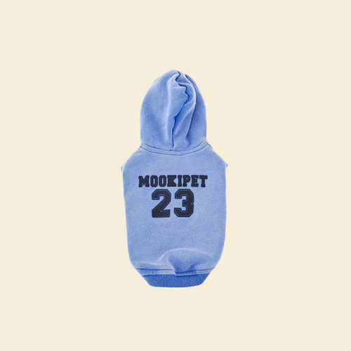 Washed Blue Pet Hoodie - FluffyCream