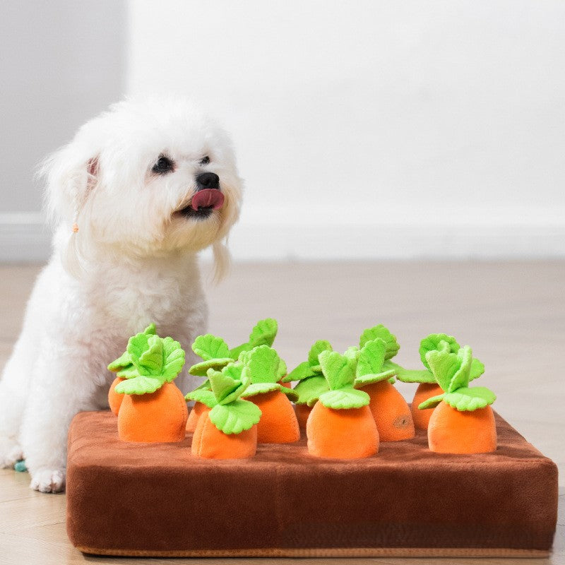 Carrot Puzzle Plush Dog Toy - FluffyCream