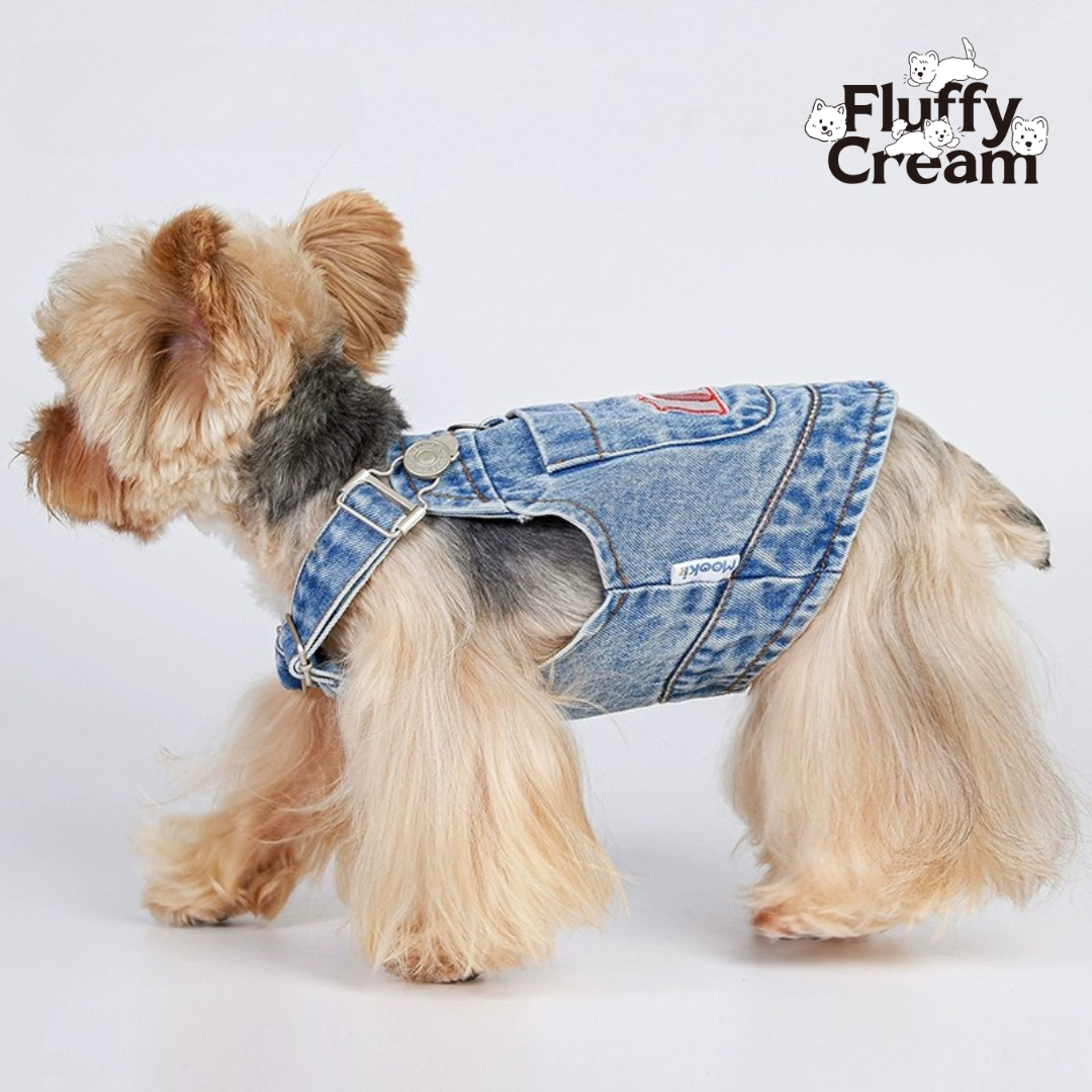 Sweet Denim Vest - FluffyCream