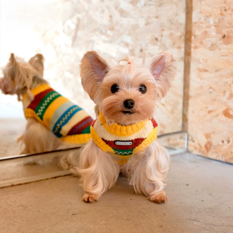 Sunset Stripe Dog Sweater - FluffyCream