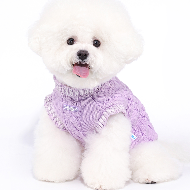 Washed Cable Knit Dog Sweater - FluffyCream