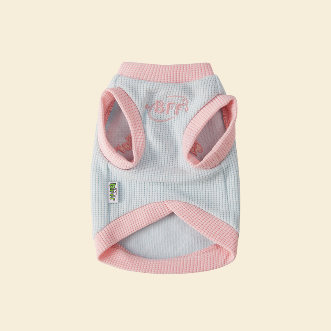 Waffle Knit Color Block Pet Tank - FluffyCream